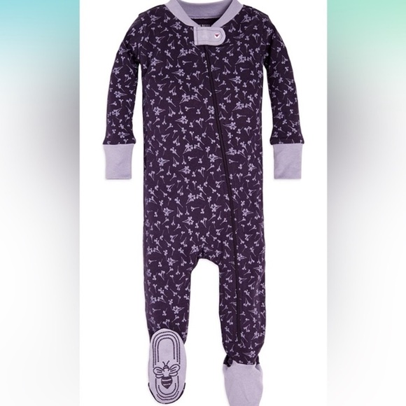 Burt’s Bees‎ Baby 12M Sleeper Footed Pajama Size 12M Purple Floral Sleeper - Picture 1 of 6